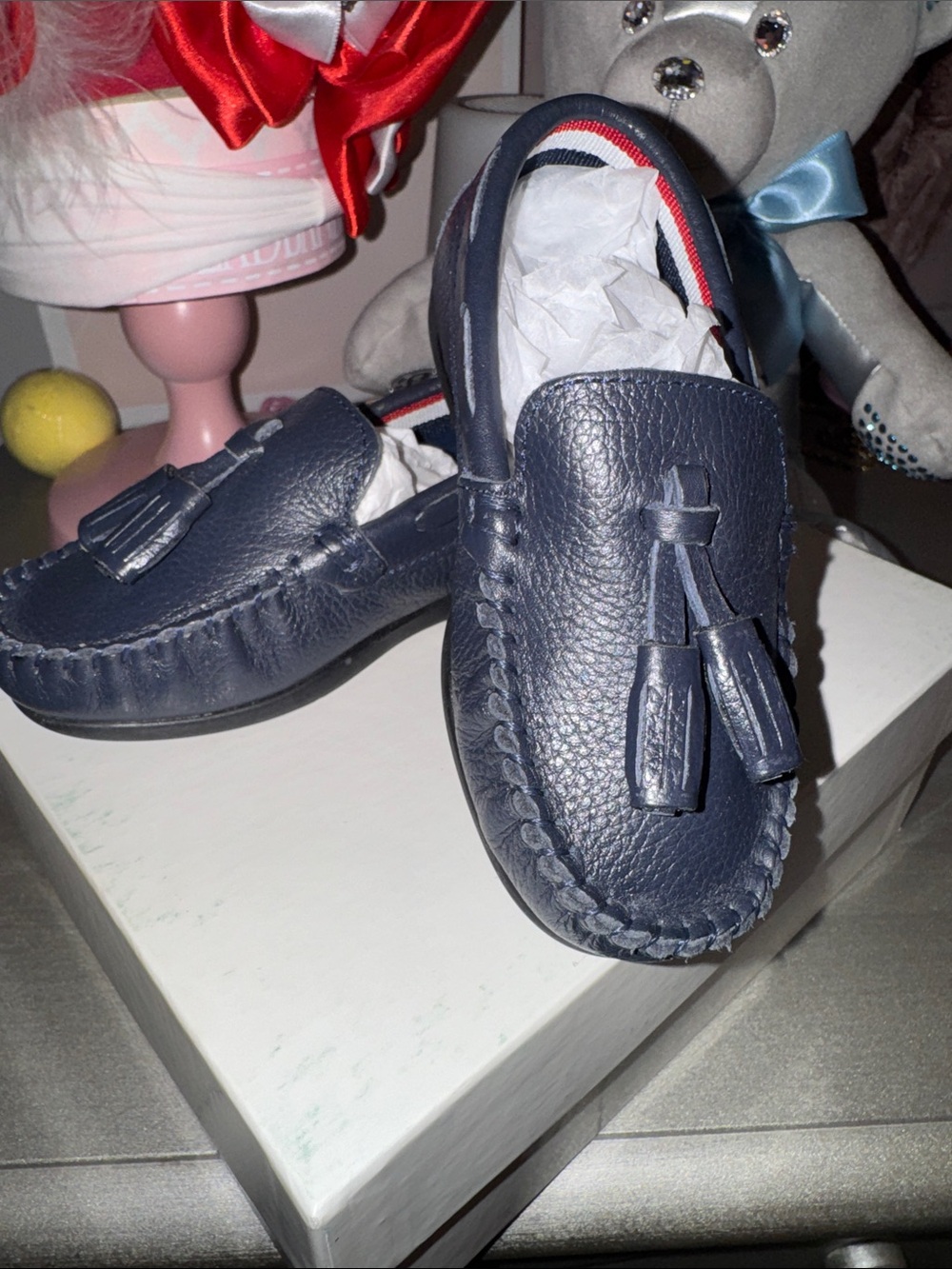 Children's Navy Tassel Moccasin Loafers